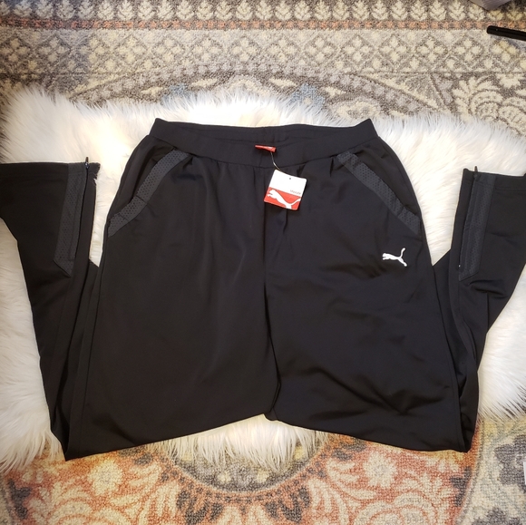 Puma Other - Puma Black Swestpants White Logo NWT